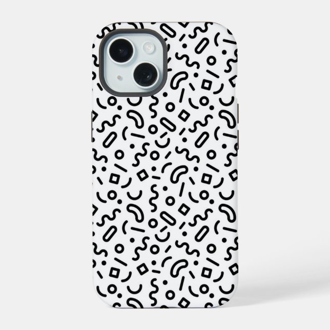 Retro Squiggle Pattern iPhone 15 Case (Back)