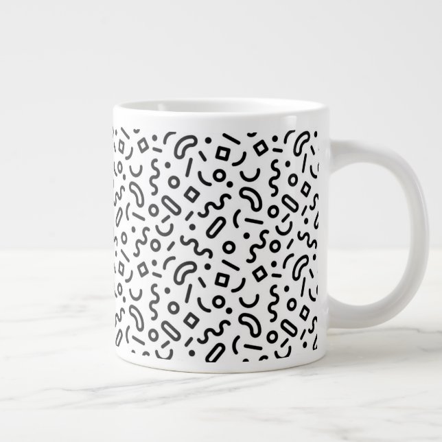 Retro Squiggle Pattern Large Coffee Mug (Right)