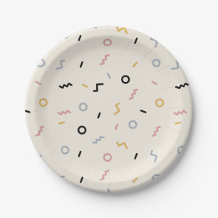 Retro Squiggle Pattern Paper Plate