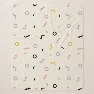 Retro Squiggle Pattern Sherpa Blanket