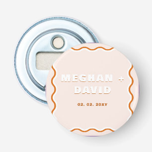 Retro Squiggle Wavy Curve Terracotta Wedding Bottle Opener