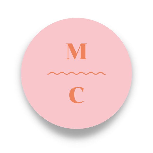 Retro Squiggle Wedding Monogram Classic Round Sticker (Creator Uploaded)