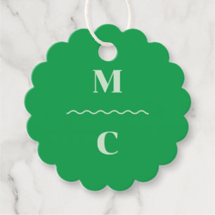 Retro Squiggle Wedding Monogram Favour Tags