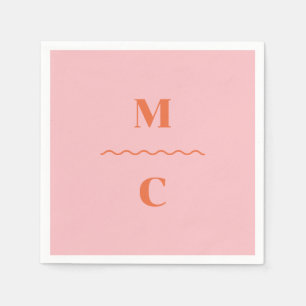 Retro Squiggle Wedding Monogram Napkin