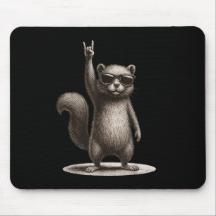 Retro Squirrel Rock Music Funny Gift Men Women Boy Mouse Pad