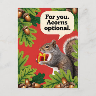Retro Squirrel with gift parcel greeting Postcard