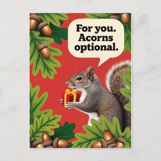 Retro Squirrel with gift parcel greeting Postcard (Front)