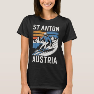 Retro St Anton Austria Ski Resort, Fun Alpine Skii T-Shirt
