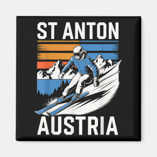 Retro st anton austria ski resort fun alpine skiin magnet
