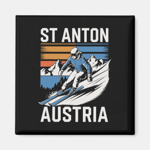 Retro St Anton Austria Ski Resort Magnet