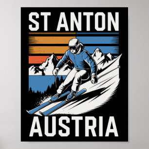 Retro St Anton Austria Ski Resort Poster