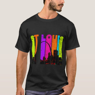 Retro St Louis Missouri Cityscape Skyline T-Shirt
