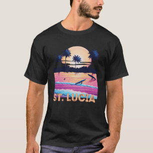 Retro St Lucia Caribbean Souvenir Surf T-Shirt