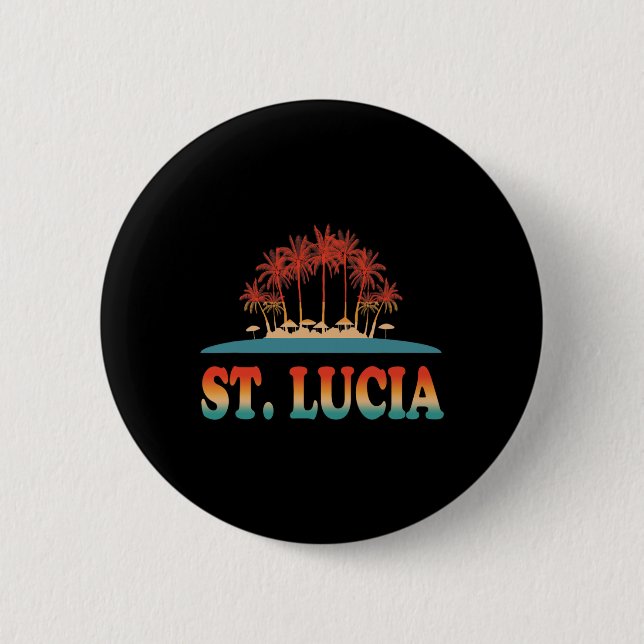 Retro St Lucia Shirt Saint Lucia Shirt Caribbean S 6 Cm Round Badge (Front)
