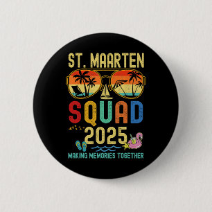 Retro St. Maarten Cruise Vacation 2025 Family Frie 6 Cm Round Badge