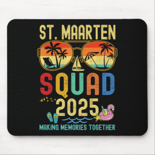 Retro St. Maarten Cruise Vacation 2025 Family Frie Mouse Pad