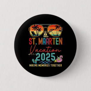 Retro St. Maarten Vacation 2025 Memories Matching 6 Cm Round Badge