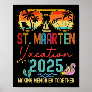 Retro St. Maarten Vacation 2025 Memories Matching Poster