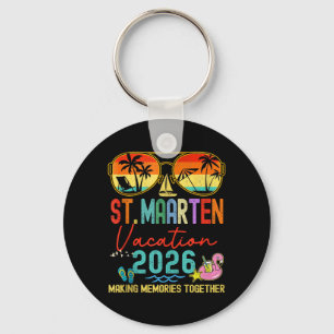 Retro St Maarten Vacation 2026 Memories Matching Key Ring