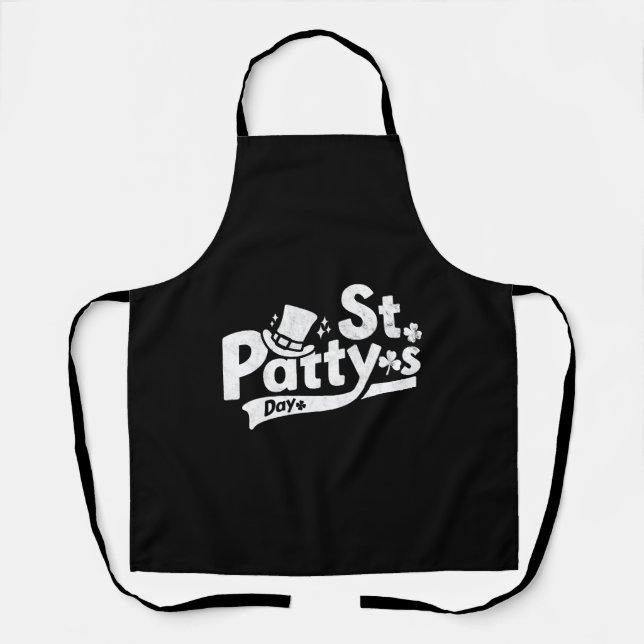 Retro St Paddy s Day Funny St Patrick s Day Apron (Front)