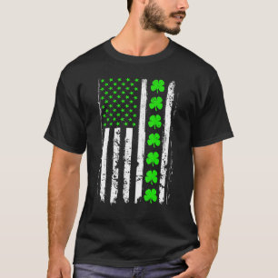 Retro St Patrick's Day Green IRISH American Flag S T-Shirt