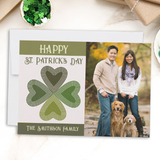 Retro St Patrick's Day Shamrock Irish Celtic Photo Holiday Card