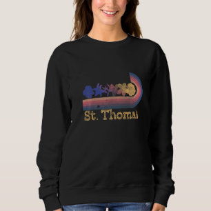 Retro St Thomas Tropical Flowers 80's Style Surfin Sweatshirt