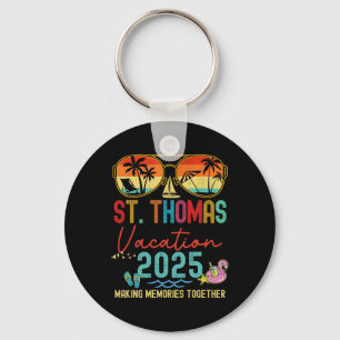 Retro St. Thomas Vacation 2025 Memories Matching G Key Ring