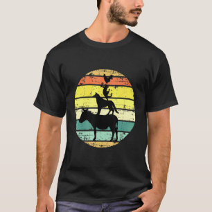Retro Stacked Farm Animals Vintage Sunset Colours  T-Shirt