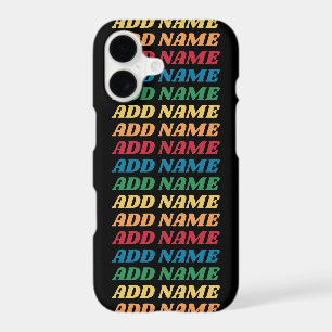 Retro Stacked Name Pattern Rainbow Colours 70s