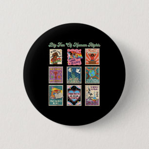 Retro stamp big fan of human rights funny quoteRet 6 Cm Round Badge