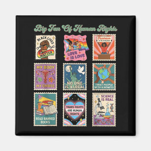 Retro stamp big fan of human rights funny quoteRet Magnet