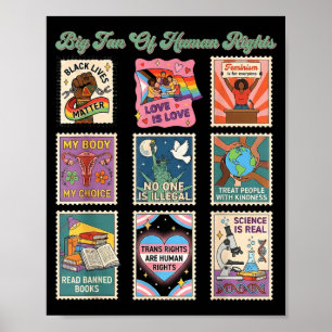 Retro stamp big fan of human rights funny quoteRet Poster