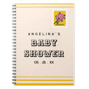 Retro Stamps Baby Shower Gift List Notebook
