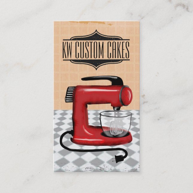 retro stand mixer bakery pastry chef business card (Front)
