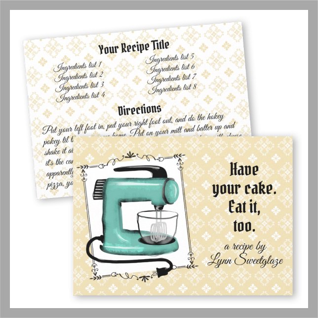Retro stand mixer baking cookbook recipe card (Creator Uploaded)