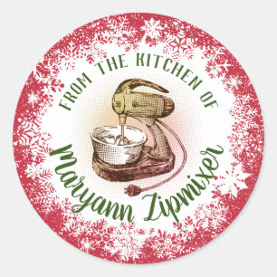 Retro stand mixer holiday baking Christmas Classic Round Sticker