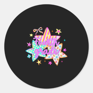 Retro star fourth grade back to school 4th grade classic round sticker