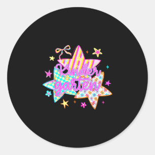 Retro star kindergarten back to school funny classic round sticker