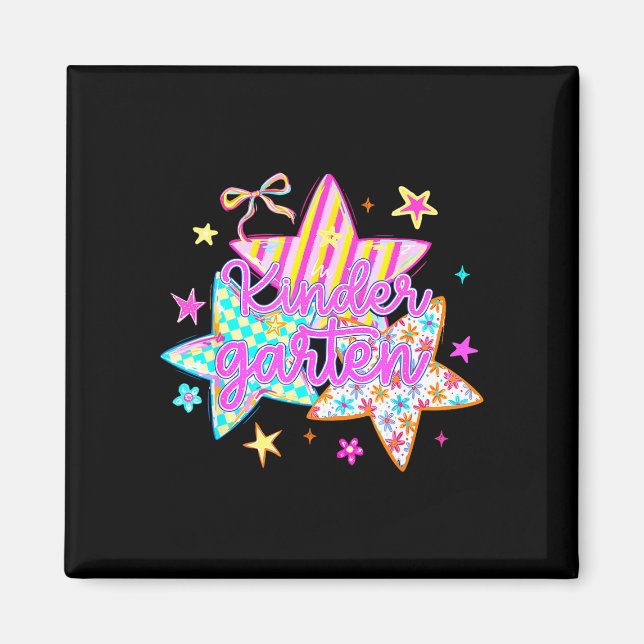 Retro star kindergarten back to school funny magnet (Front)