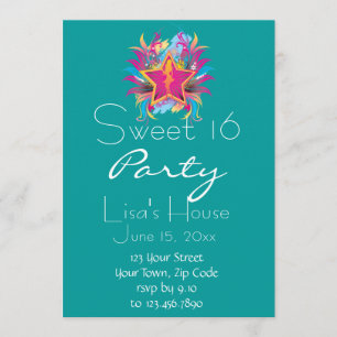 Retro Star Sweet Sixteen Birthday Invitation