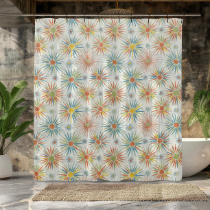 Retro Starburst Atomic Art Shower Curtain