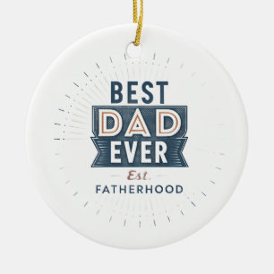 Retro Starburst Best Dad Ever Fatherhood Design Ceramic Ornament