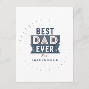 Retro Starburst Best Dad Ever Fatherhood Design Holiday Postcard