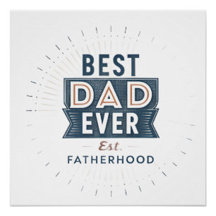 Retro Starburst Best Dad Ever Fatherhood Design Poster