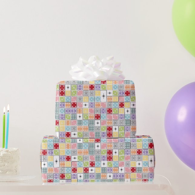 Retro Starburst Dominoes Wrapping Paper (Party Gifts)