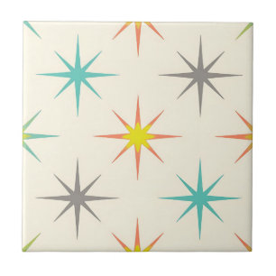 Retro Starburst Mid-Century Pattern Ceramic Tile