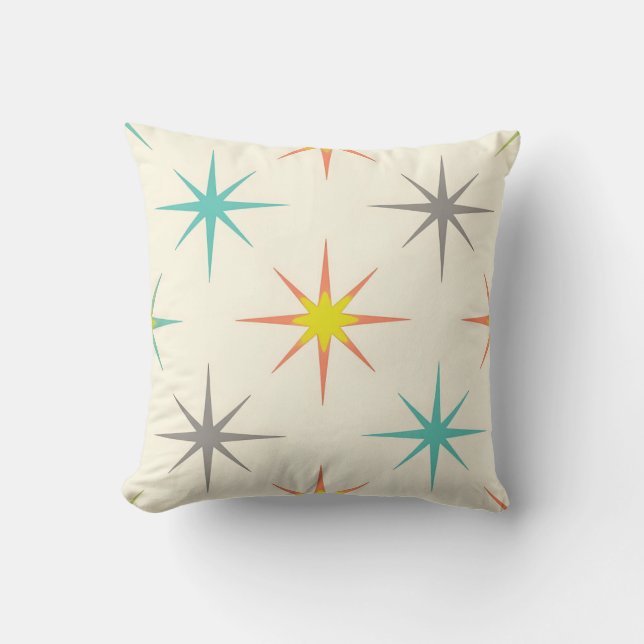 Retro Starburst Mid-Century Pattern Cushion (Front)