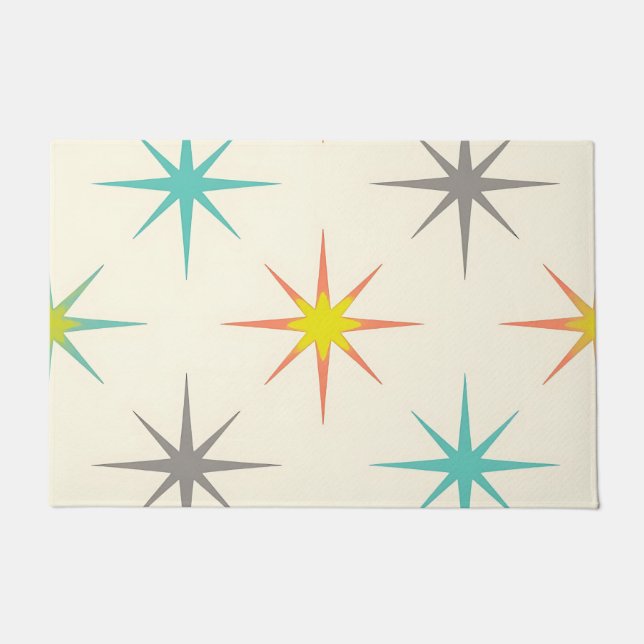 Retro Starburst Mid-Century Pattern Doormat (Front)