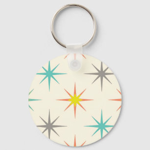 Retro Starburst Mid-Century Pattern Key Ring